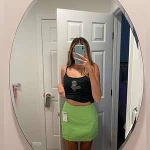brandy melville lime green denim mini skirt